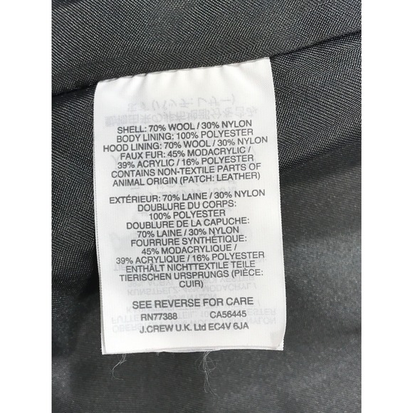 J Crew Chateau Parka Coat 2P Italian Stadium Cloth Nello Gori Wool Faux Fur Zip - Picture 11 of 12